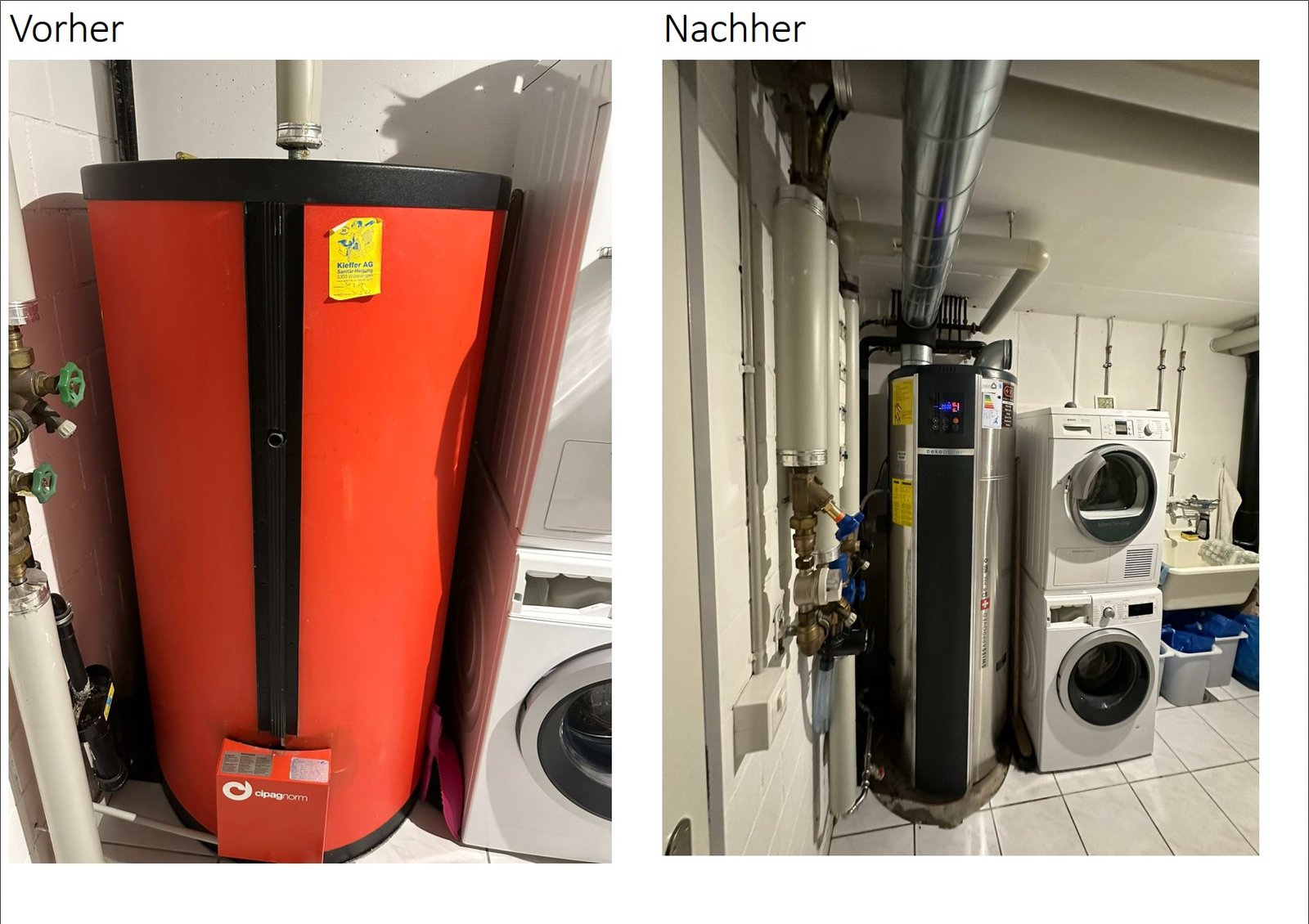 Heizungsersatz Vorher / Nachher